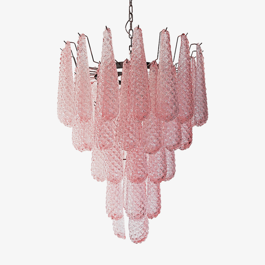 Murano Pink Glass Droplet Chandelier - Vakkerlight