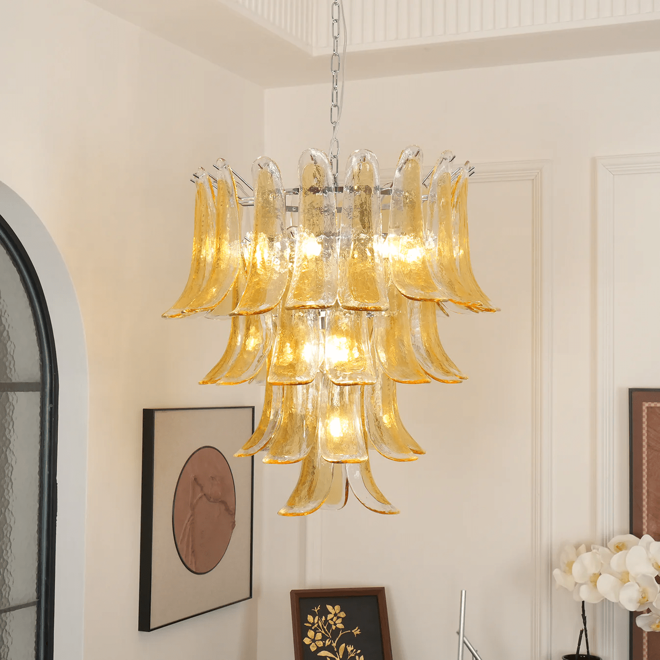 Murano Amber Lily Chandelier - Vakkerlight