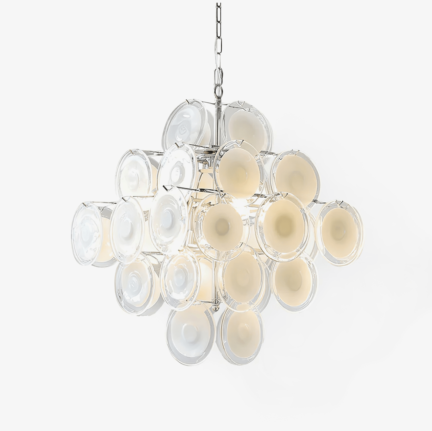 Murano Disc White Glass Chandelier - Vakkerlight