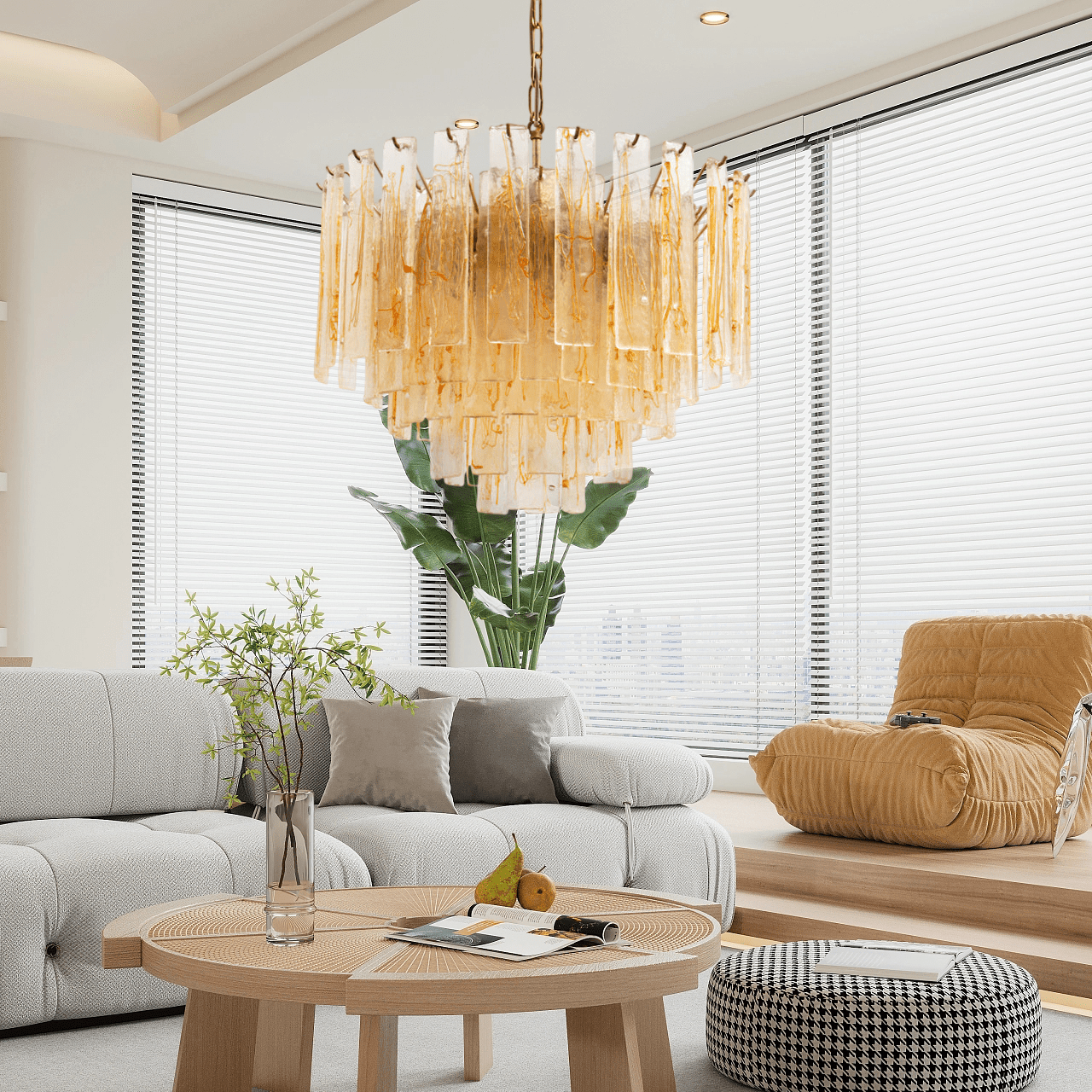 Golden Amber Murano Glass Chandelier - Vakkerlight