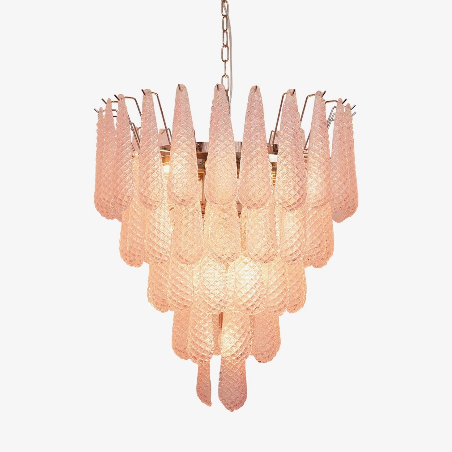 Murano Pink Glass Dewdrop Chandelier - Vakkerlight