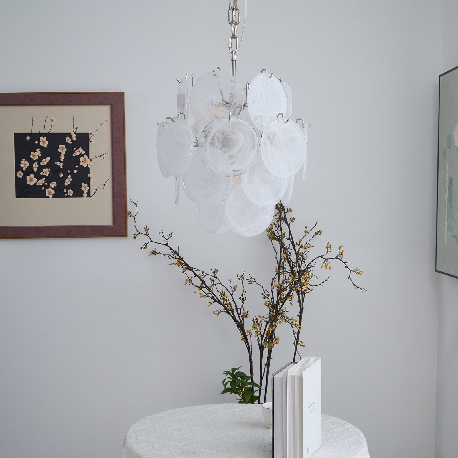 Aqua White Glass Murano Chandelier - Vakkerlight