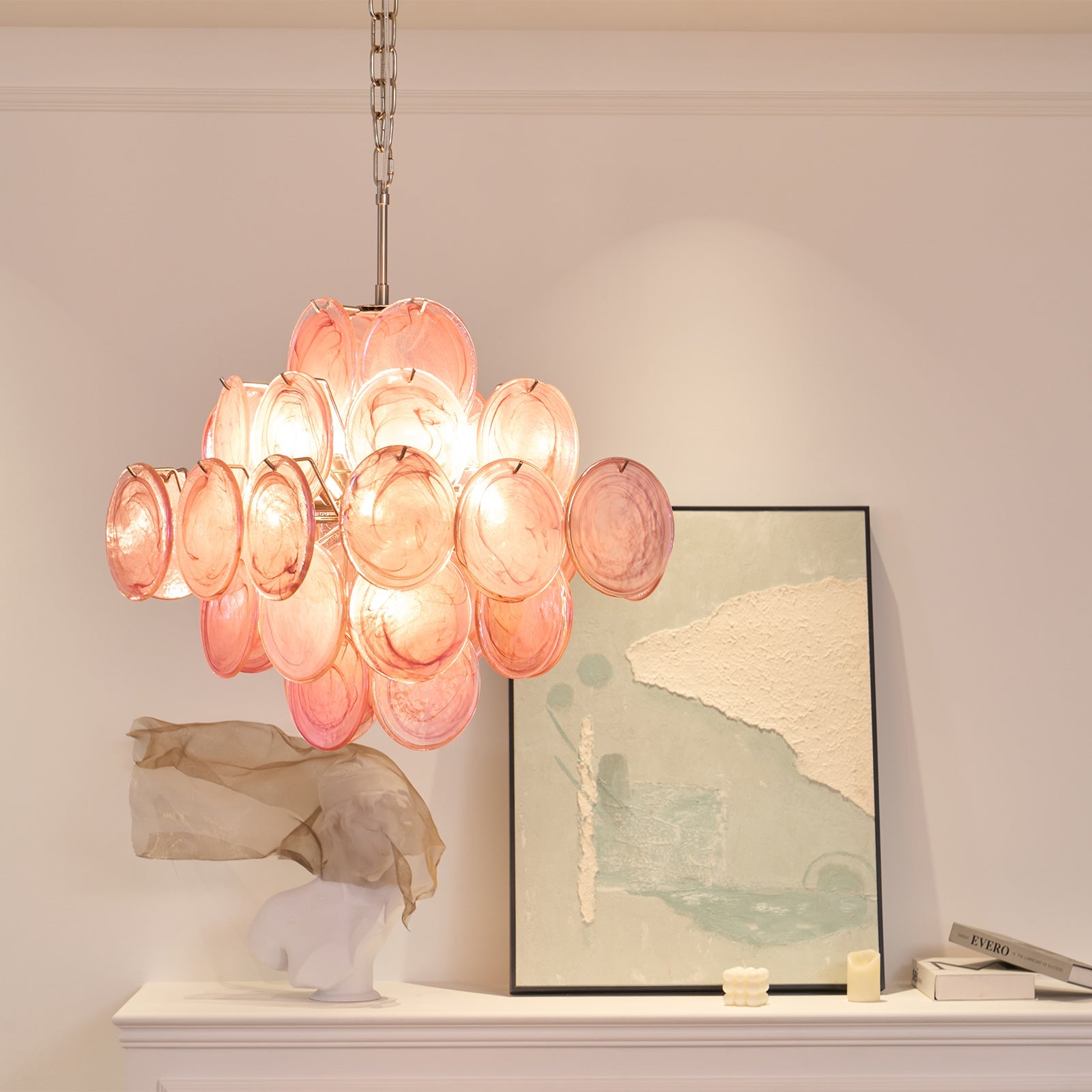 Aurelia Pink Murano Glass Chandelier - Vakkerlight