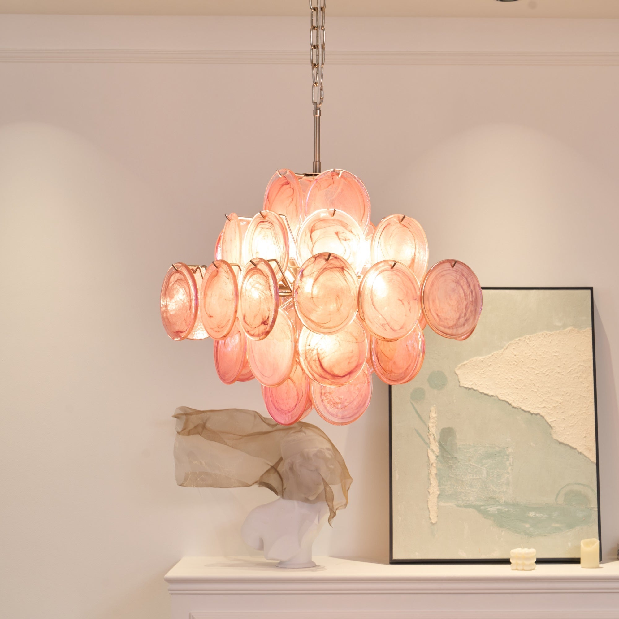 Aurelia Pink Murano Glass Chandelier - Vakkerlight