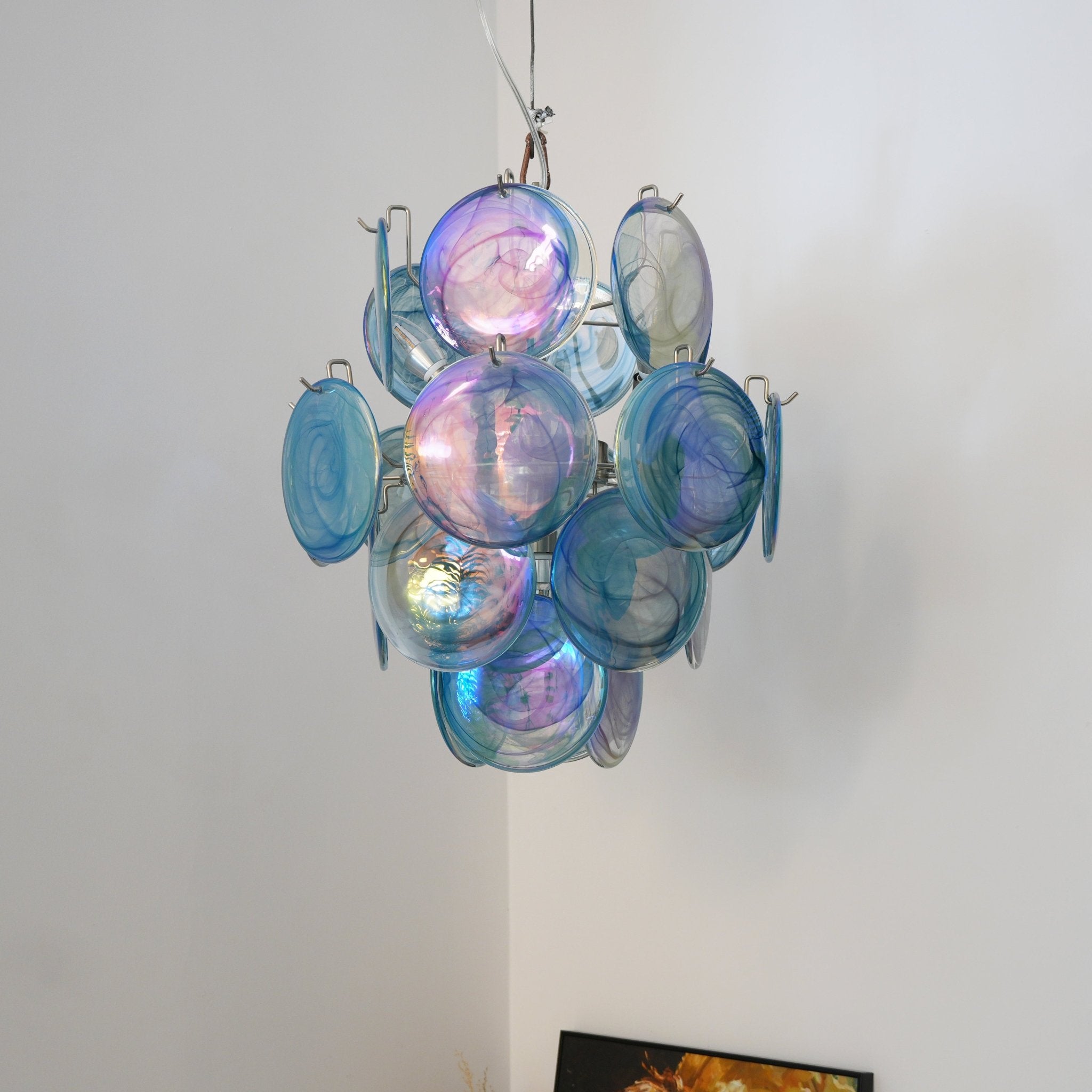 Blue Murano Disc Glass Chandelier - Vakkerlight