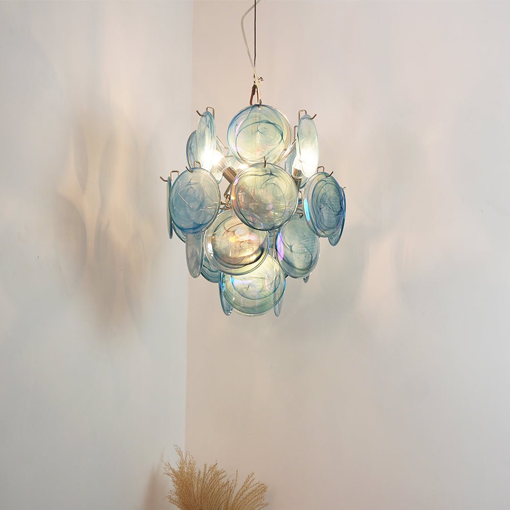 Blue Murano Disc Glass Chandelier - Vakkerlight