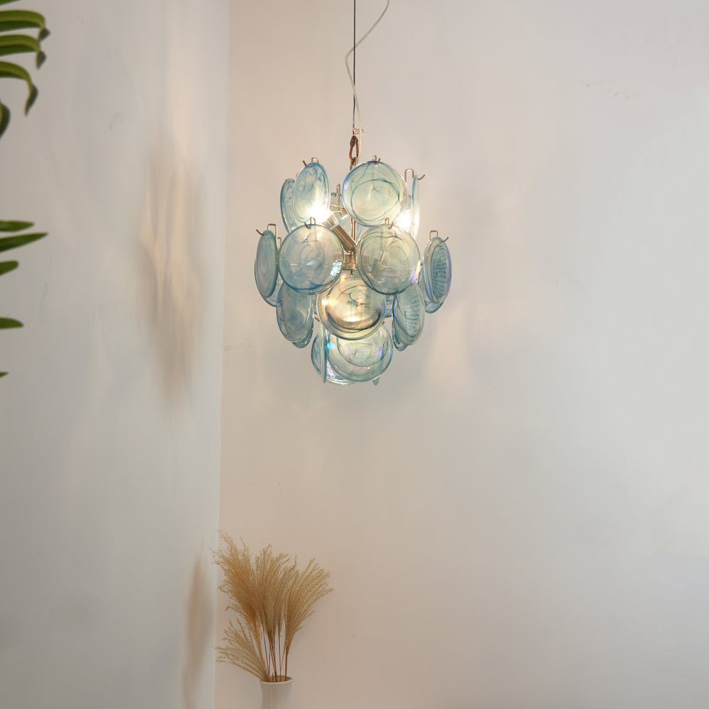 Blue Murano Disc Glass Chandelier - Vakkerlight