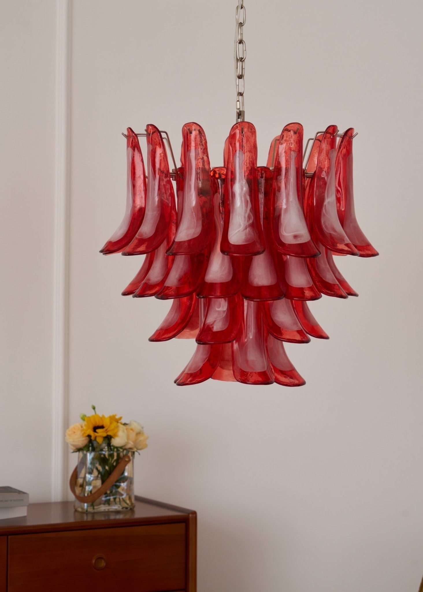 Crimson Glass Murano Petals Chandelier - Vakkerlight