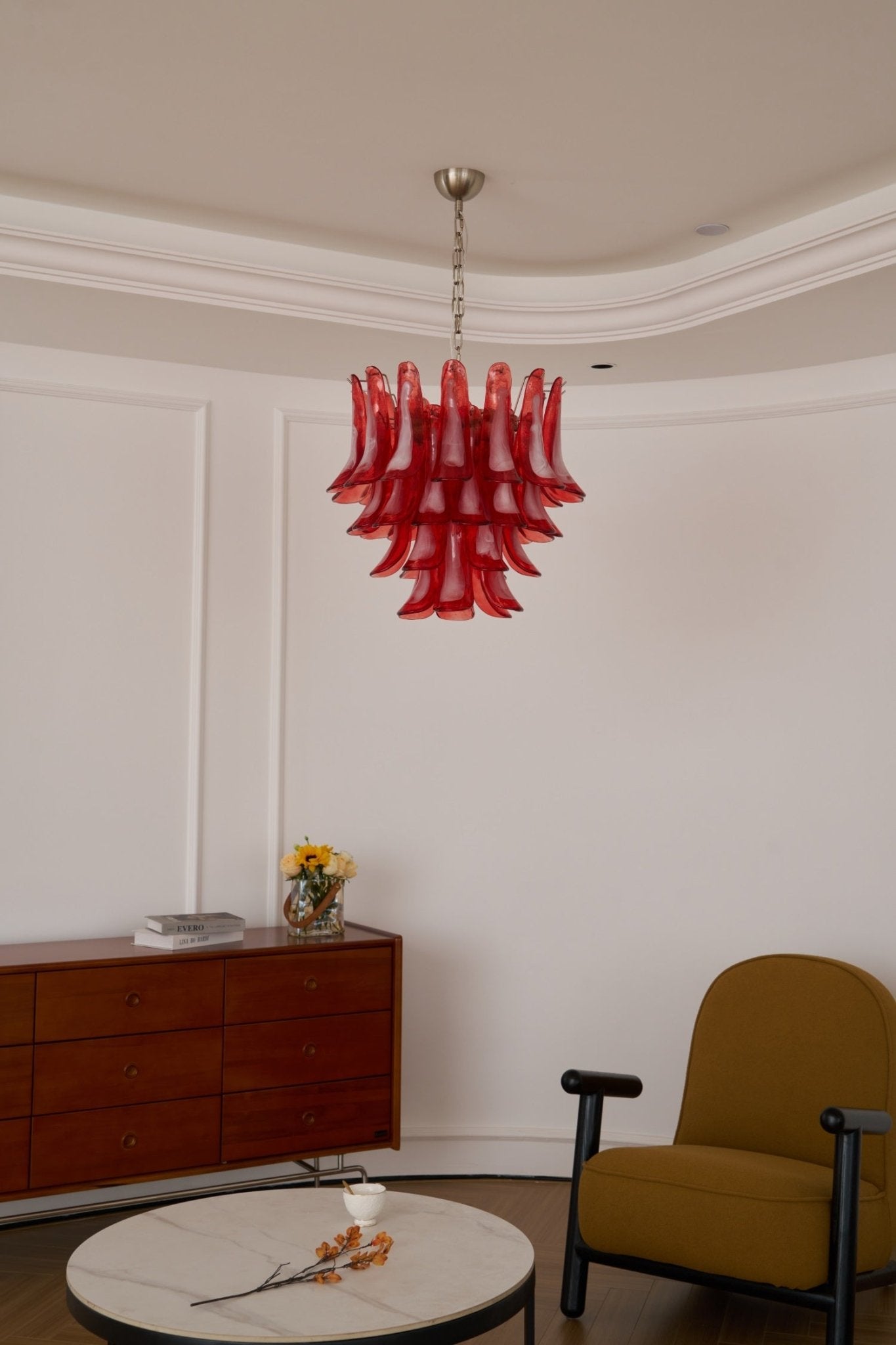 Crimson Glass Murano Petals Chandelier - Vakkerlight