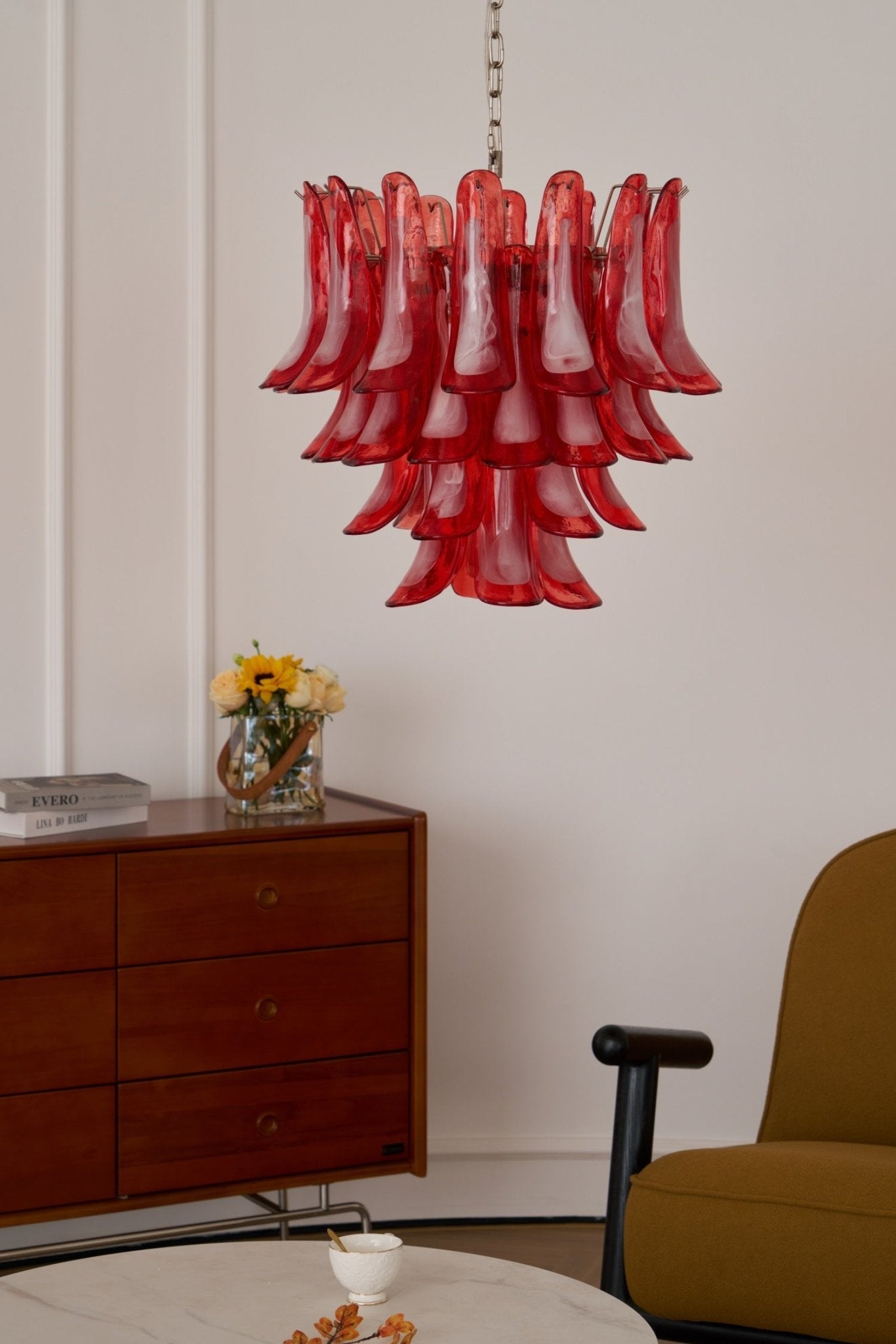 Crimson Glass Murano Petals Chandelier - Vakkerlight