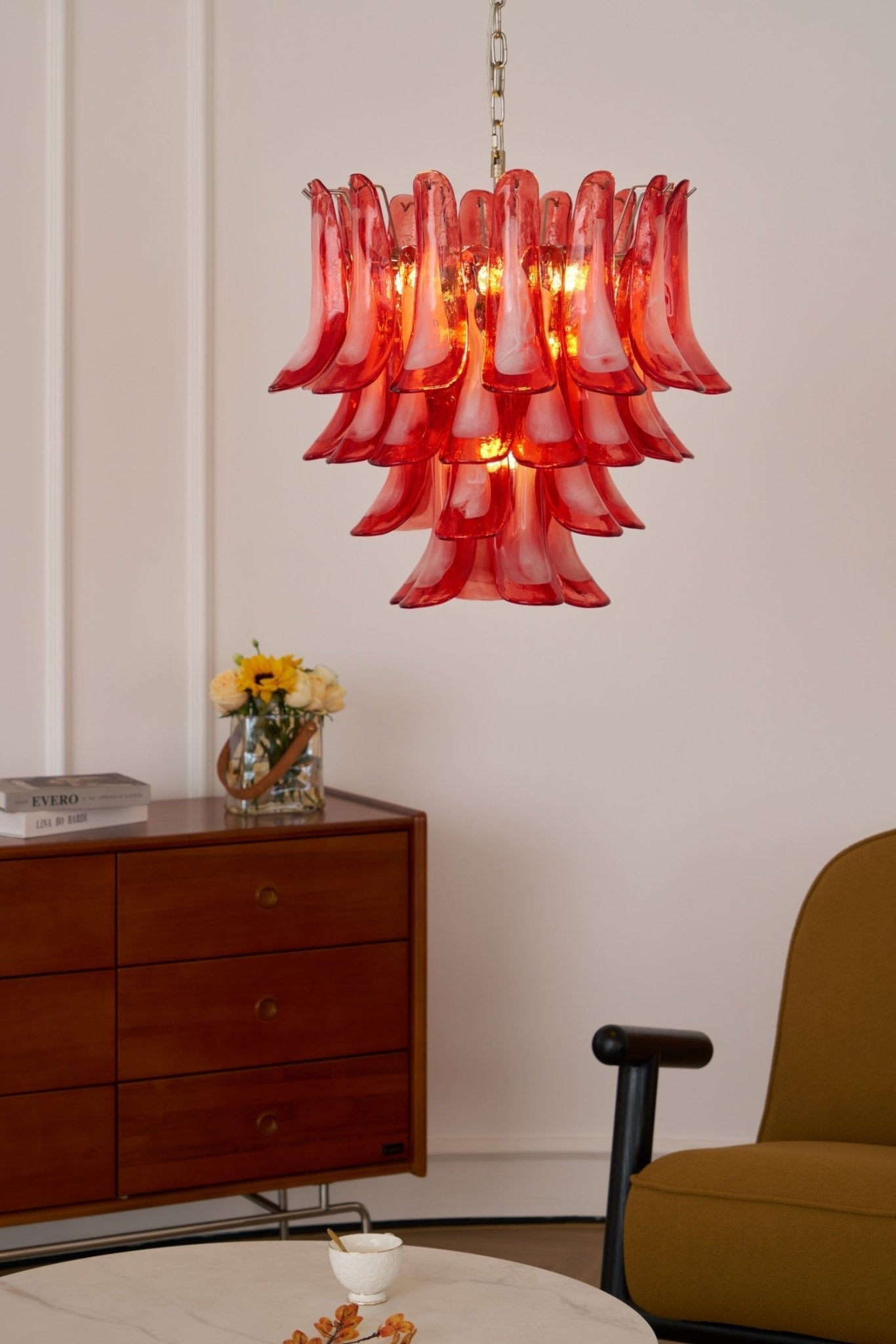 Crimson Glass Murano Petals Chandelier - Vakkerlight
