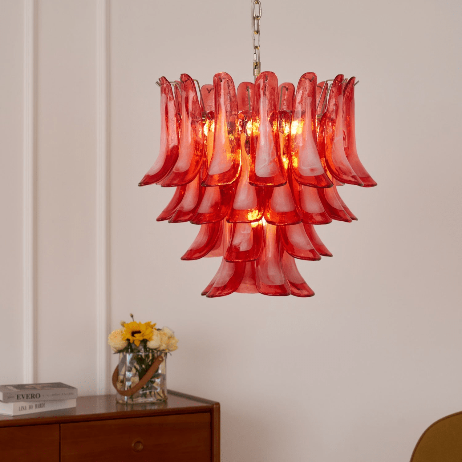 Crimson Glass Murano Petals Chandelier - Vakkerlight