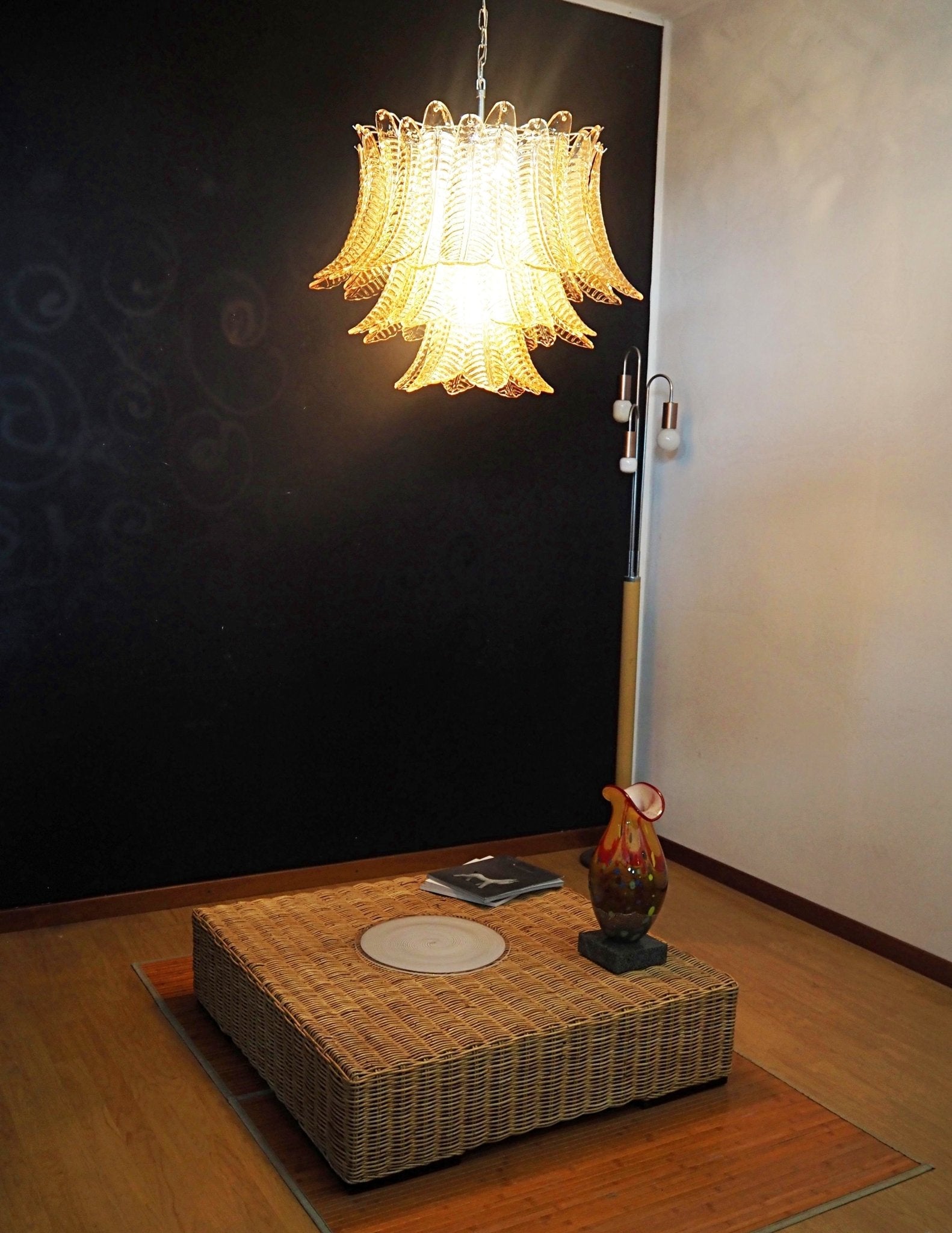 Murano Amber Glass Leaf Chandelier - Vakkerlight