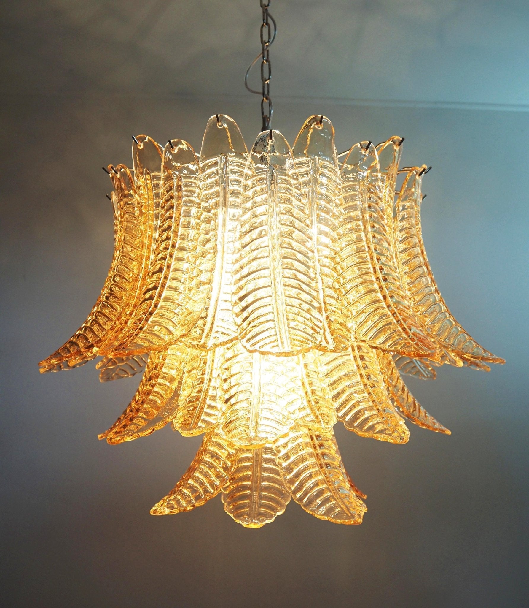 Murano Amber Glass Leaf Chandelier - Vakkerlight