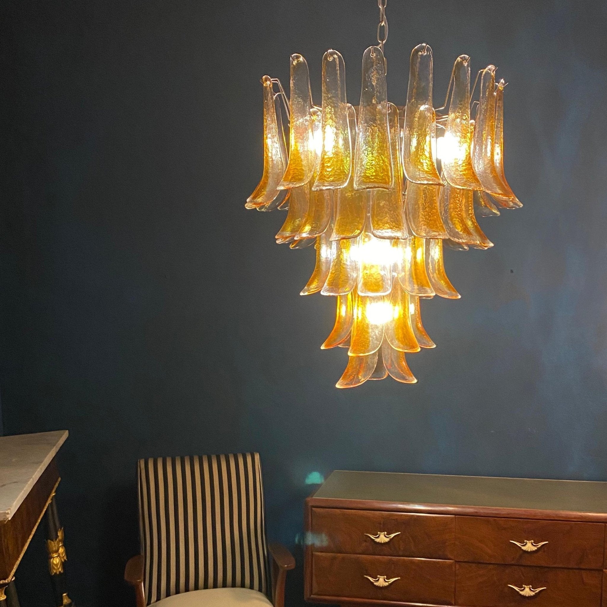 Amber Murano Glass Petals Chandelier - Vakkerlight