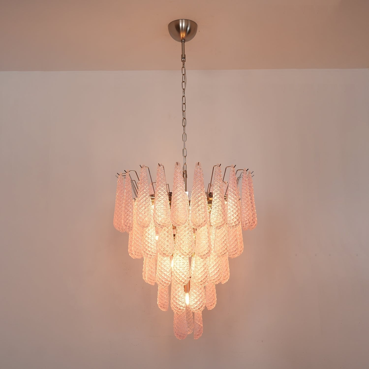 Murano Pink Glass Droplet Chandelier - Vakkerlight