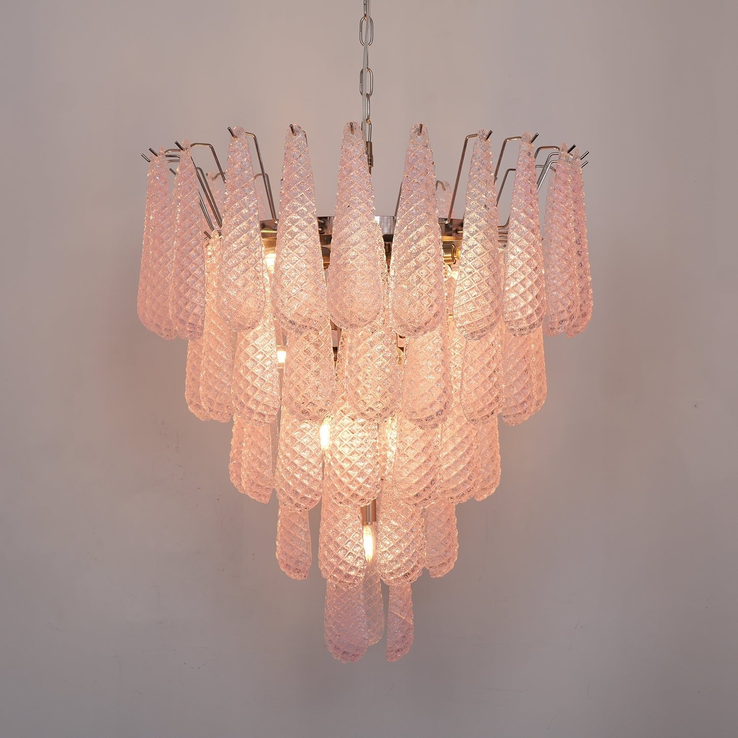 Murano Pink Glass Droplet Chandelier - Vakkerlight