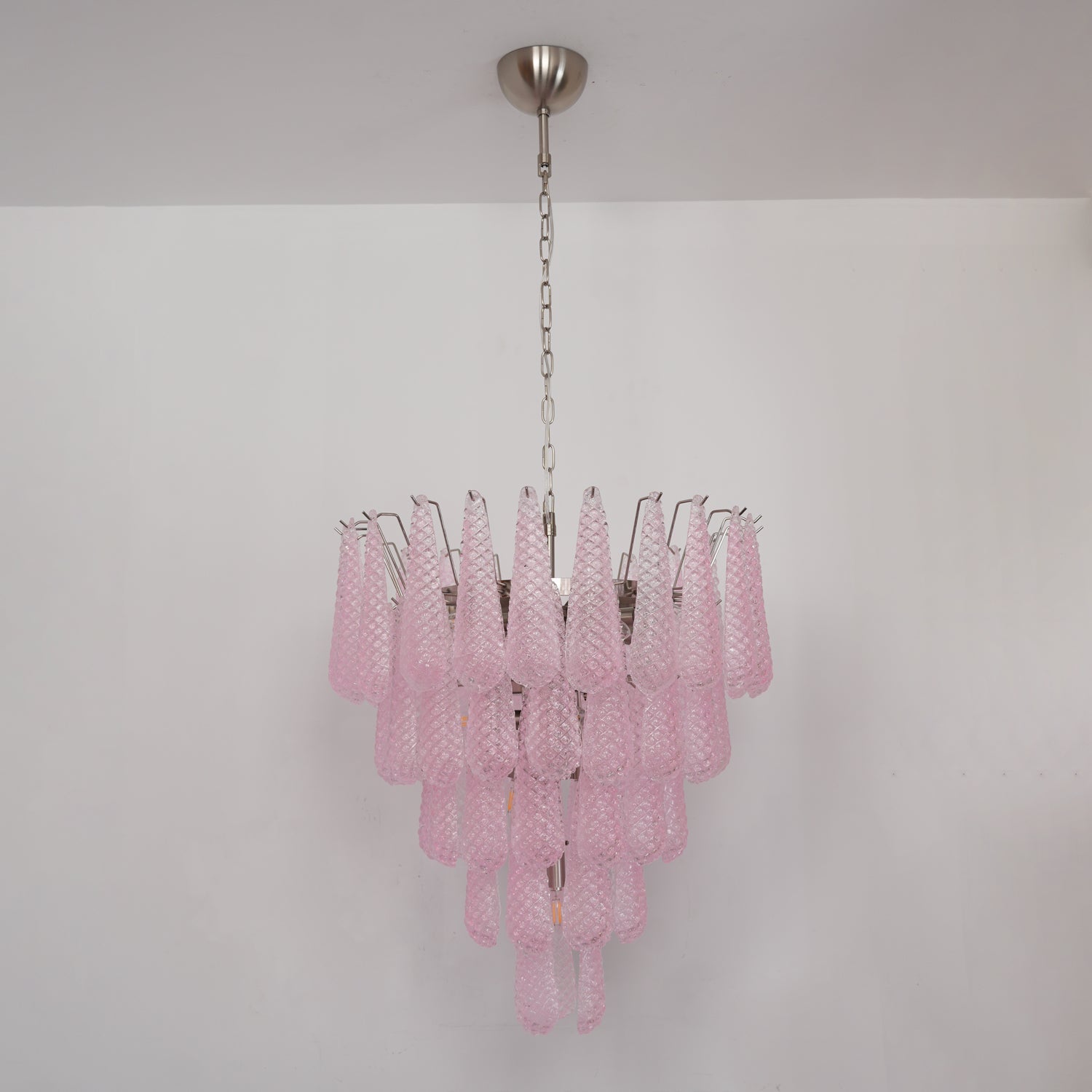 Murano Pink Glass Droplet Chandelier - Vakkerlight