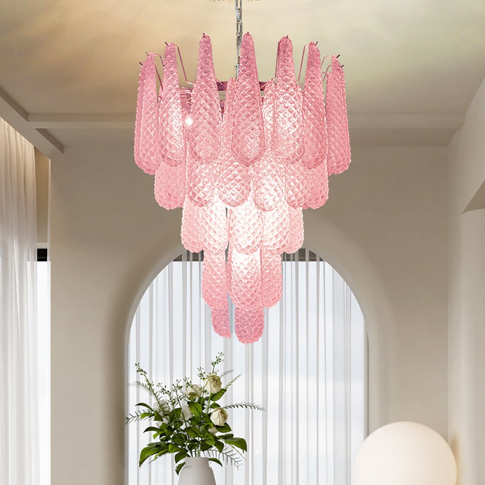 Murano Pink Glass Droplet Chandelier - Vakkerlight