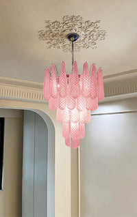 Murano Pink Glass Droplet Chandelier - Vakkerlight