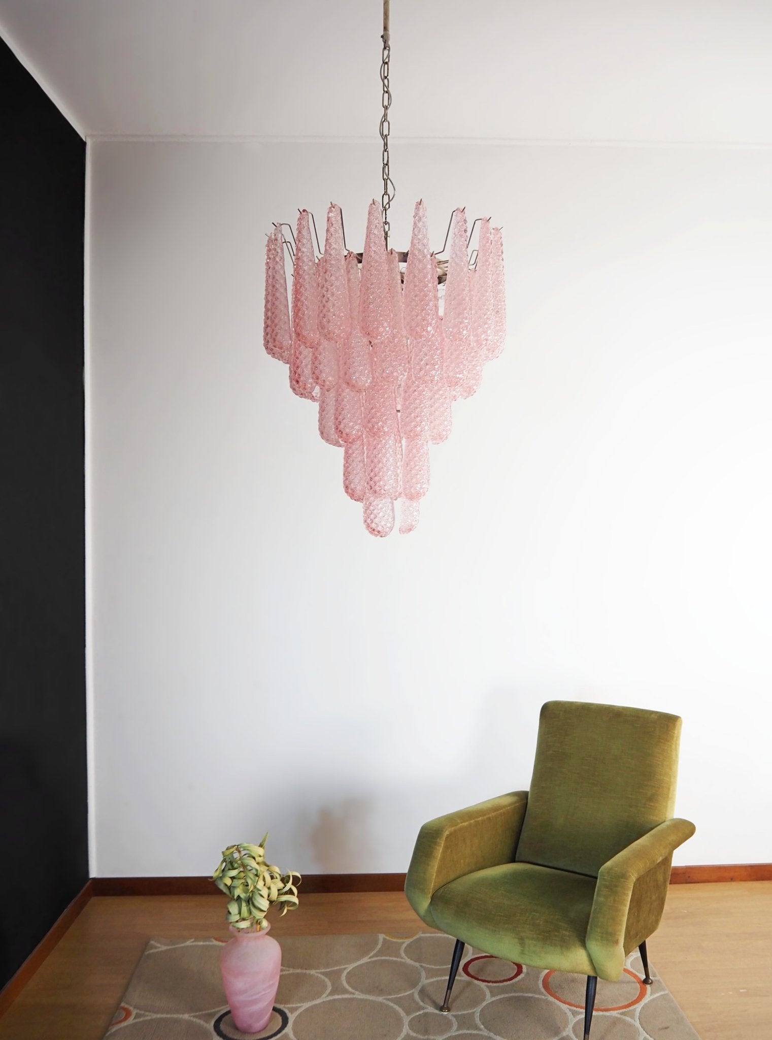 Murano Pink Glass Droplet Chandelier - Vakkerlight