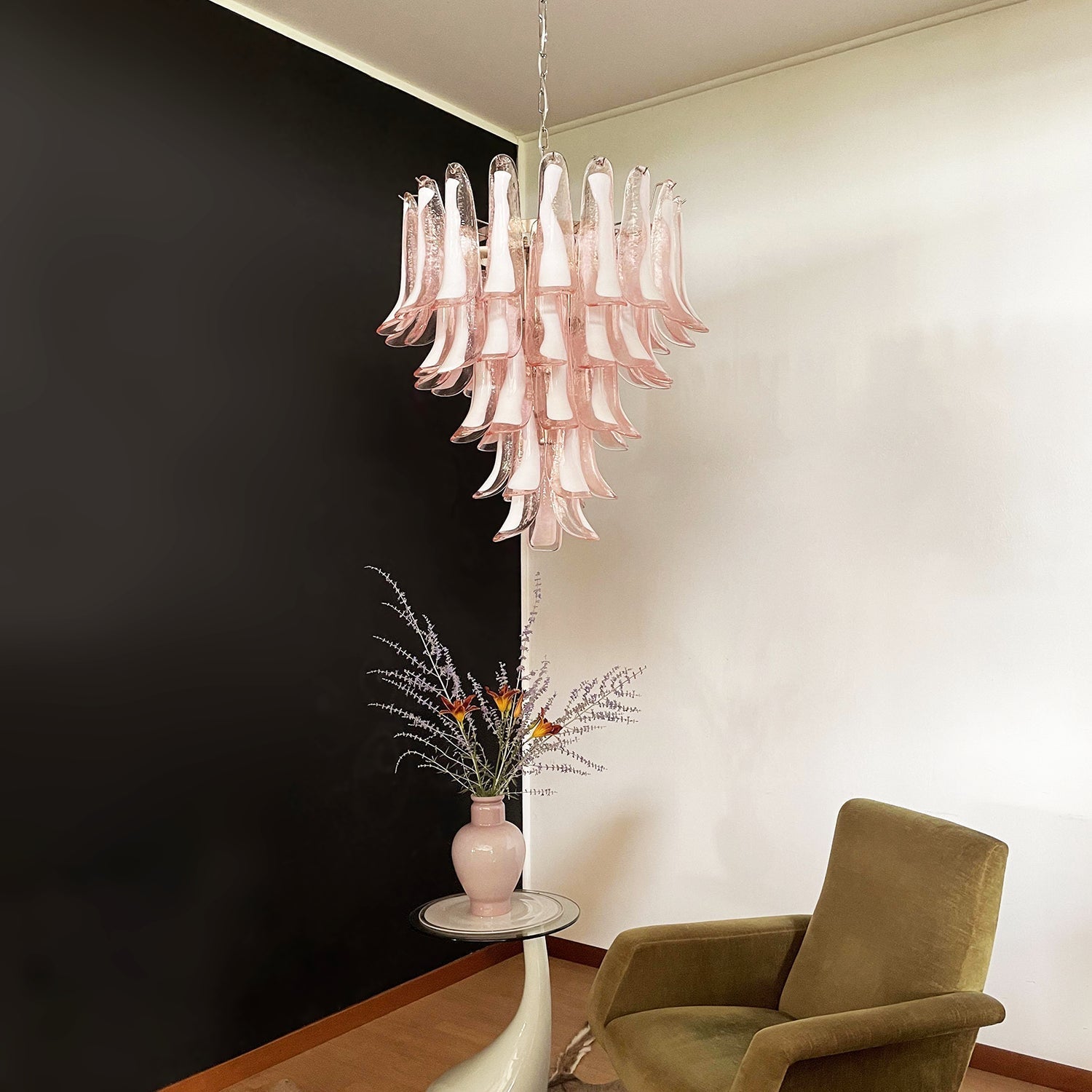 Murano Pink Glass Petals Chandelier - Vakkerlight