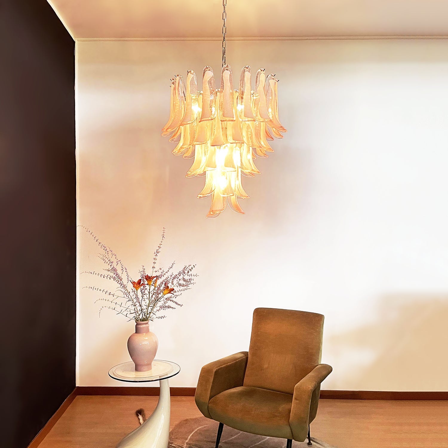 Murano Pink Glass Petals Chandelier - Vakkerlight