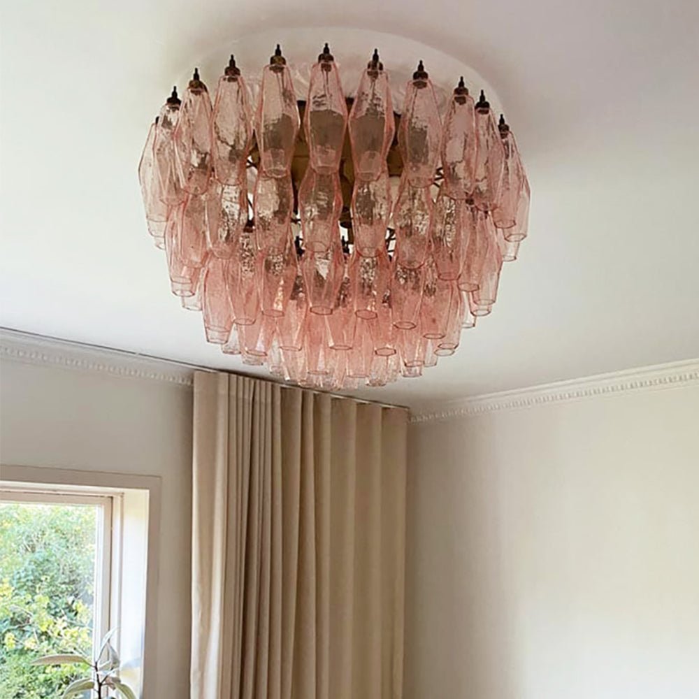 Murano Rhombus Pink Glass Ceiling Lamp - Vakkerlight