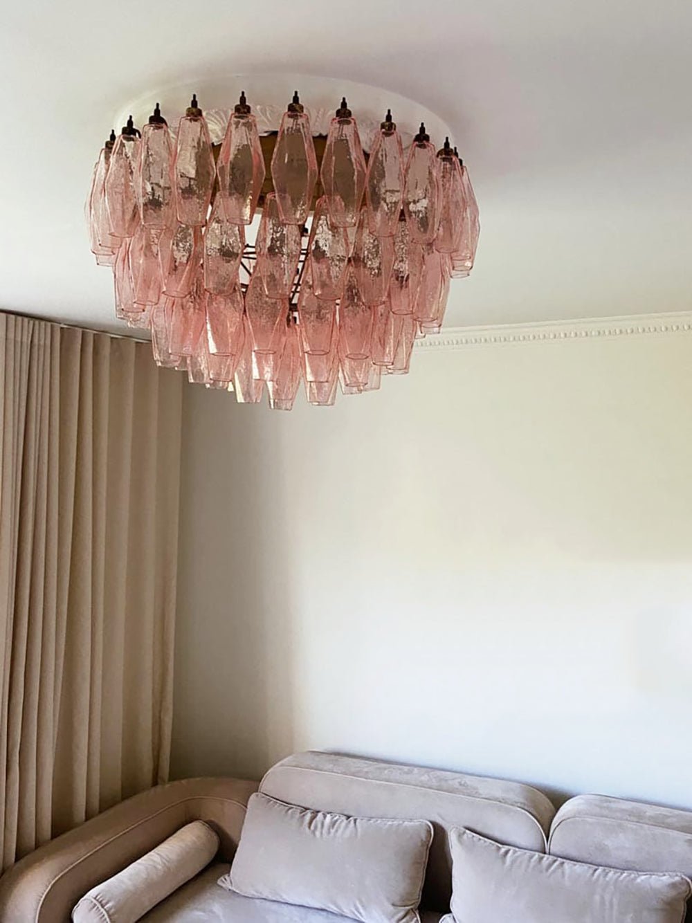 Murano Rhombus Pink Glass Ceiling Lamp - Vakkerlight