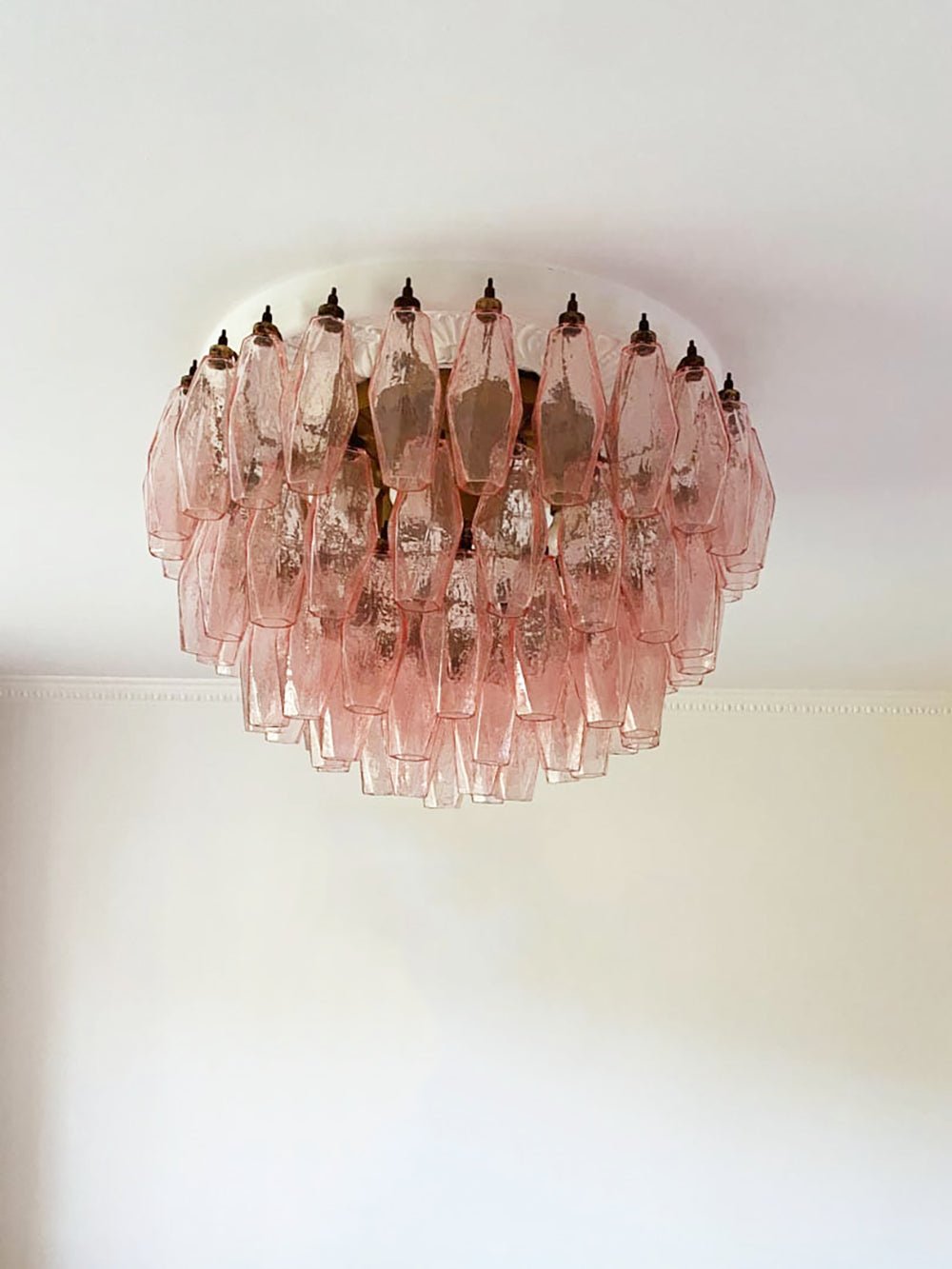 Murano Rhombus Pink Glass Ceiling Lamp - Vakkerlight