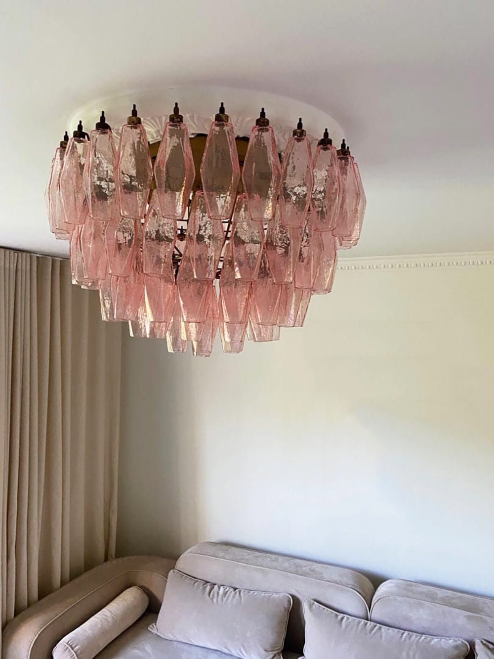 Murano Rhombus Pink Glass Ceiling Lamp - Vakkerlight