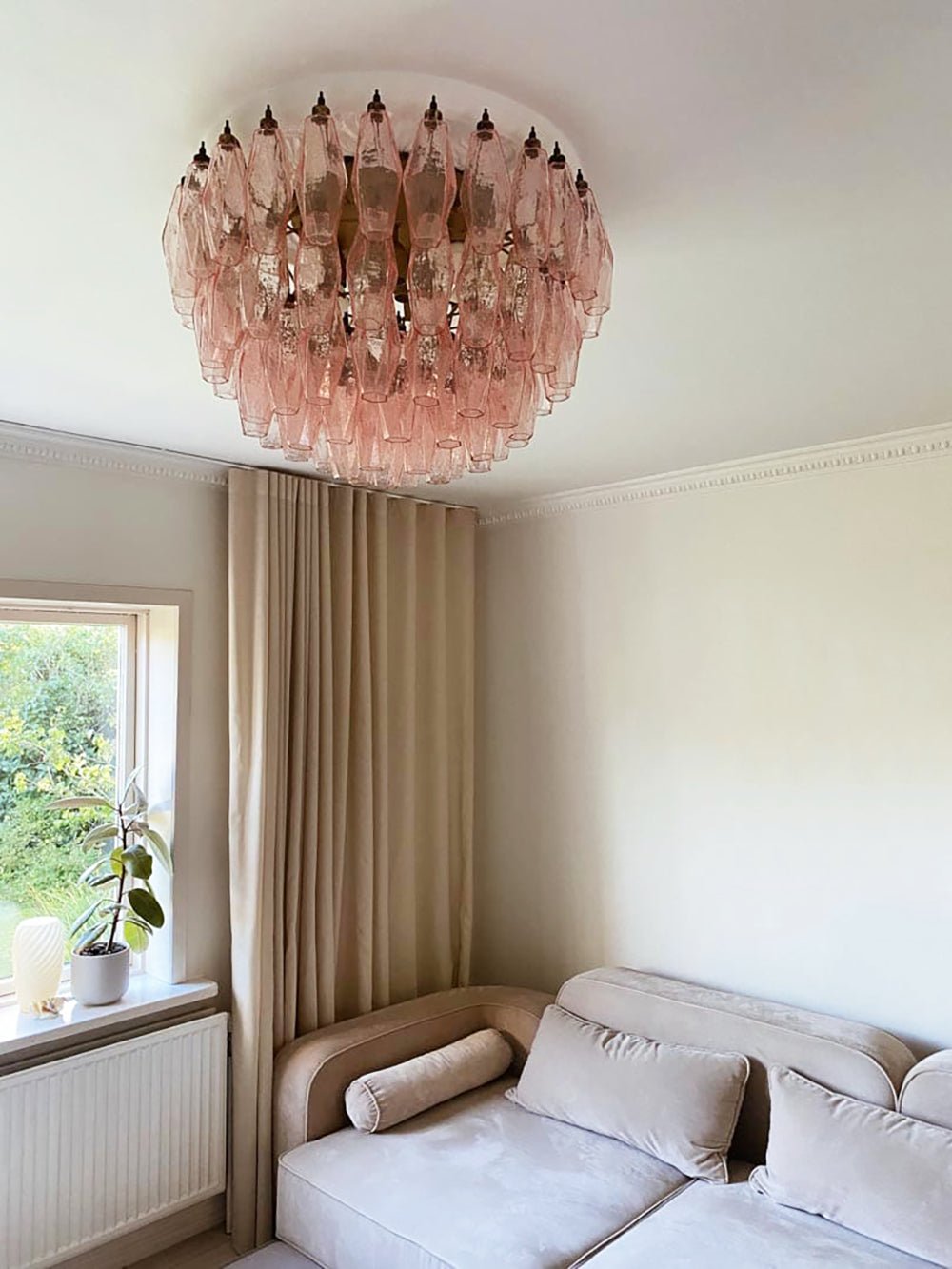 Murano Rhombus Pink Glass Ceiling Lamp - Vakkerlight