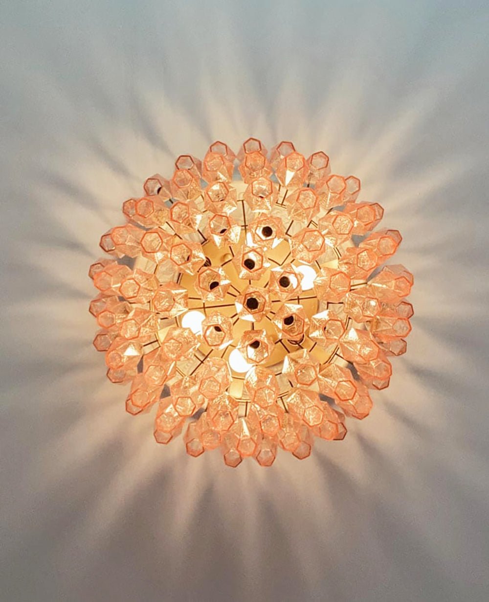 Murano Rhombus Pink Glass Ceiling Lamp - Vakkerlight
