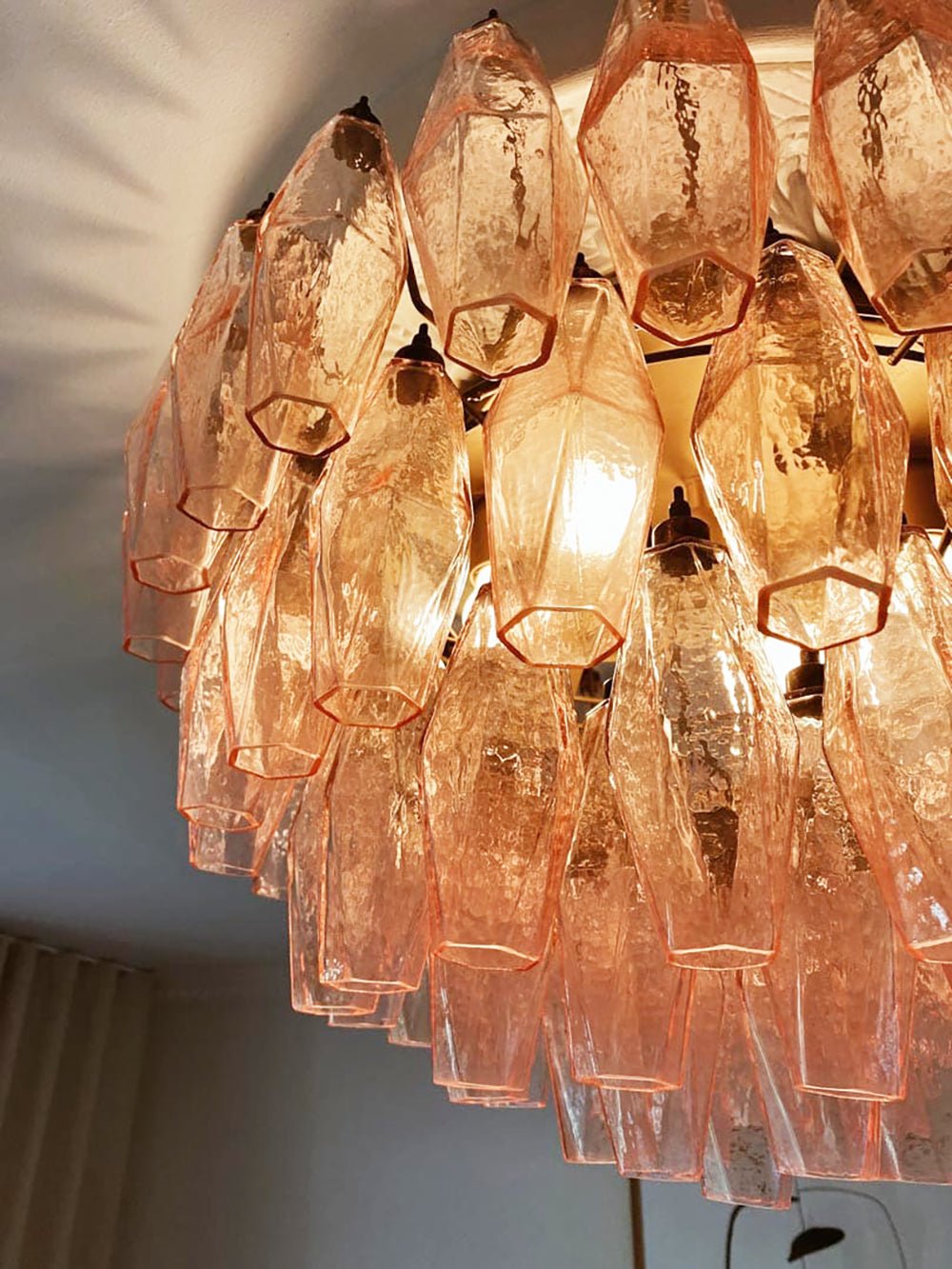 Murano Rhombus Pink Glass Ceiling Lamp - Vakkerlight