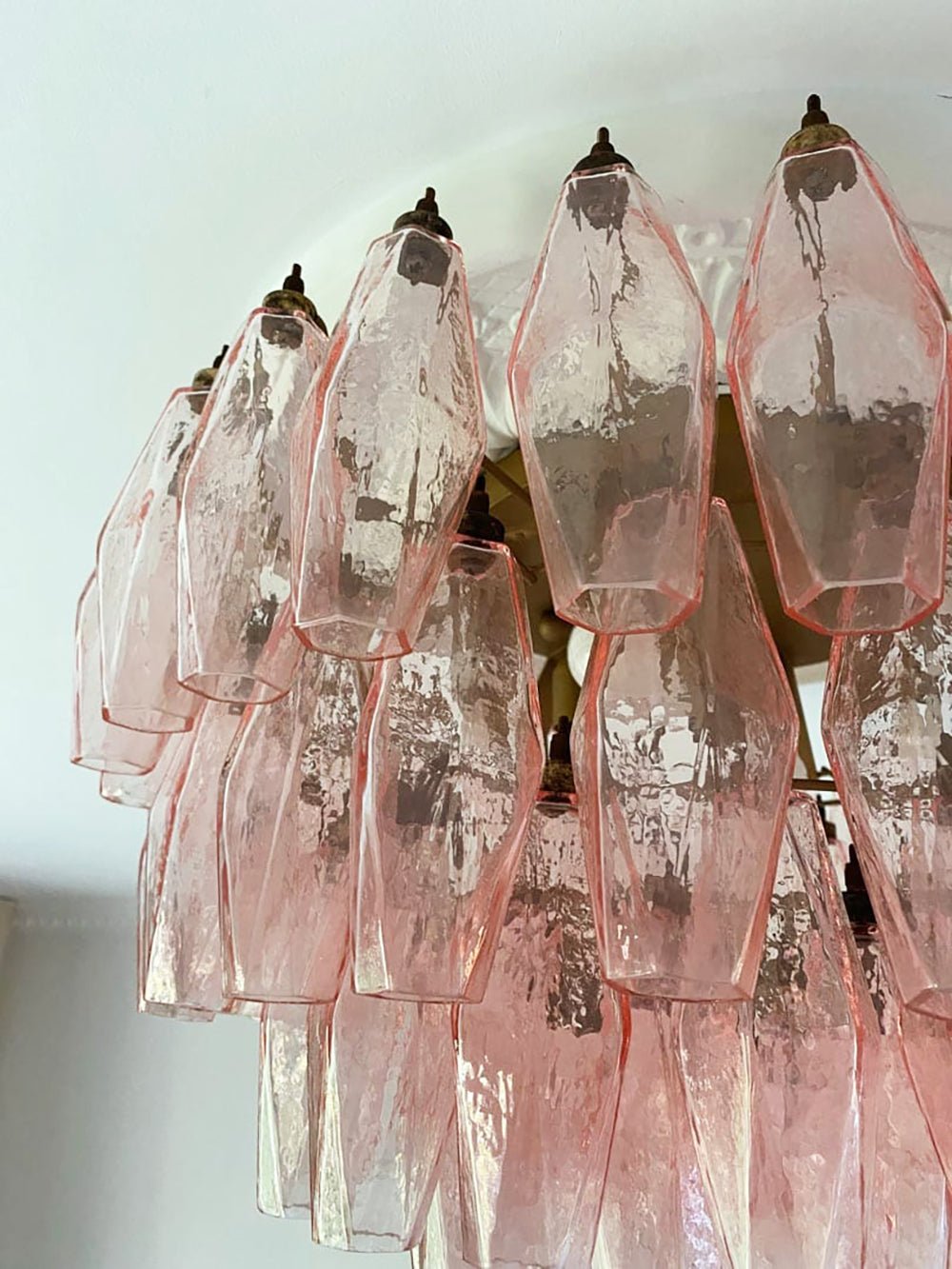 Murano Rhombus Pink Glass Ceiling Lamp - Vakkerlight