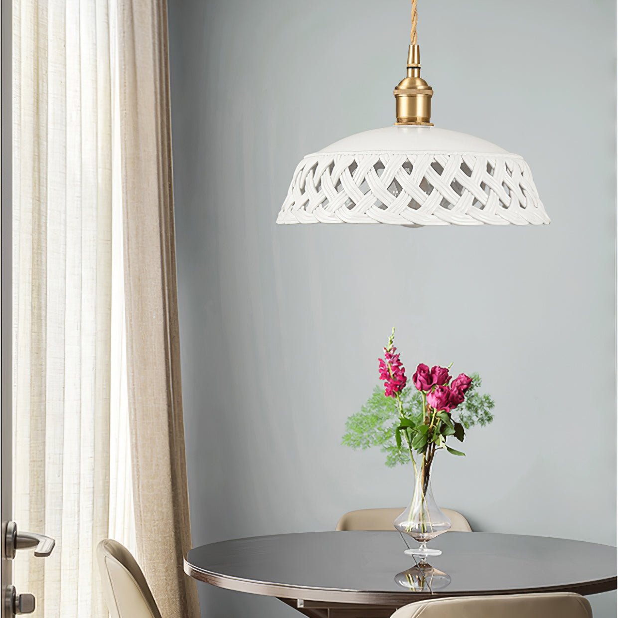 Openwork Ceramic Pendant Lamp - Vakkerlight
