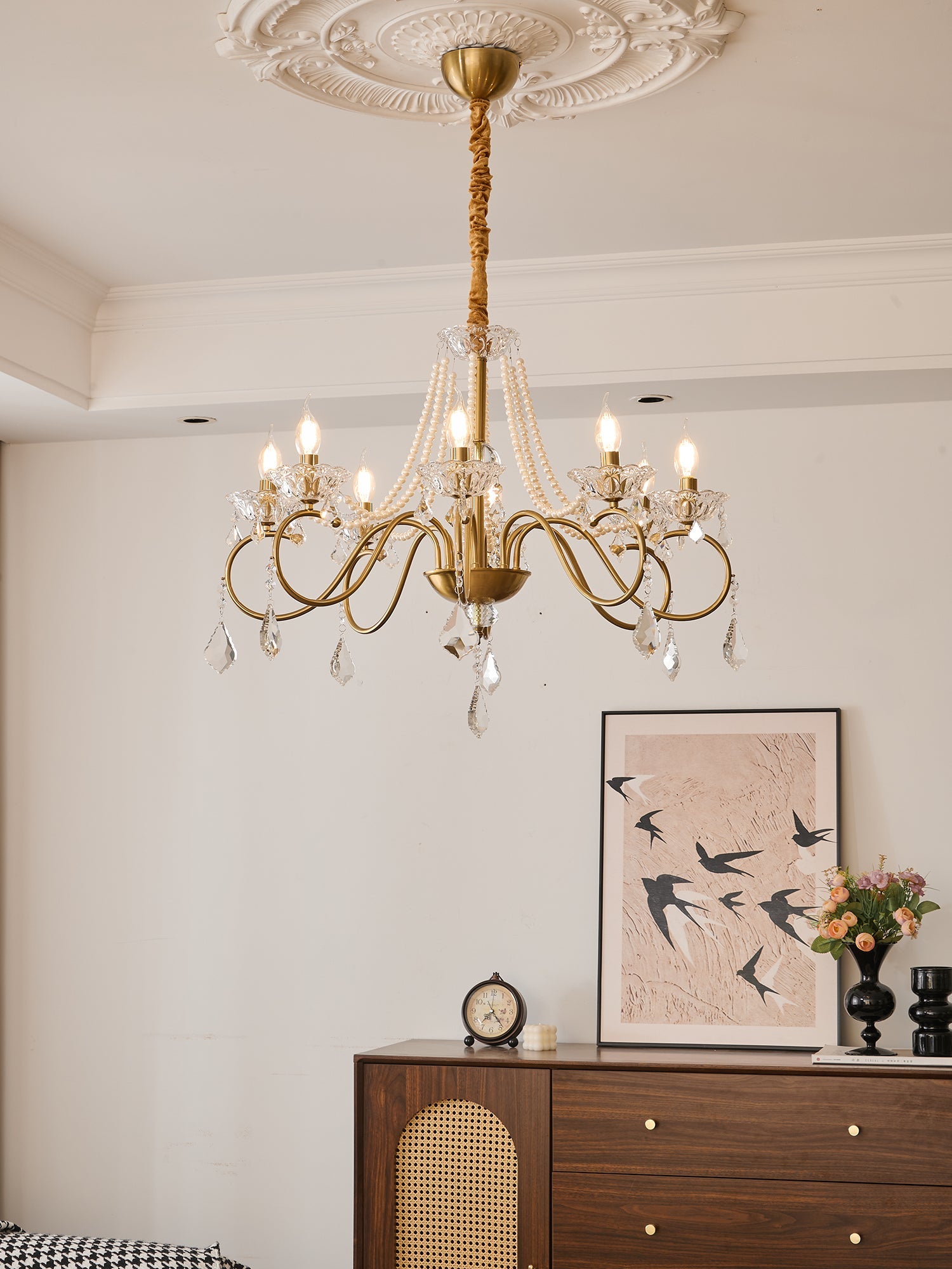 Opulent Pearl Crystal Chandelier - Vakkerlight