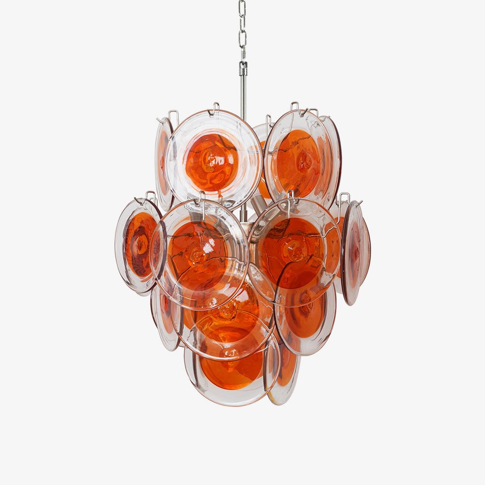 Orange Transparent Murano Disc Chandelier - Vakkerlight