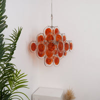 Orange Transparent Murano Disc Chandelier - Vakkerlight