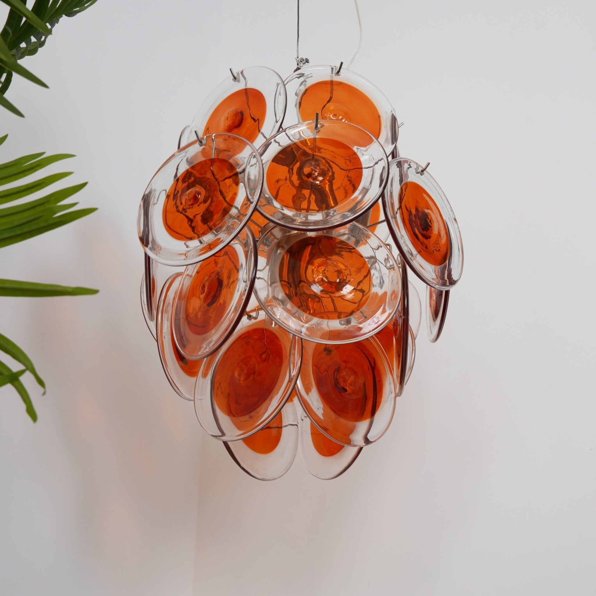 Orange Transparent Murano Disc Chandelier - Vakkerlight
