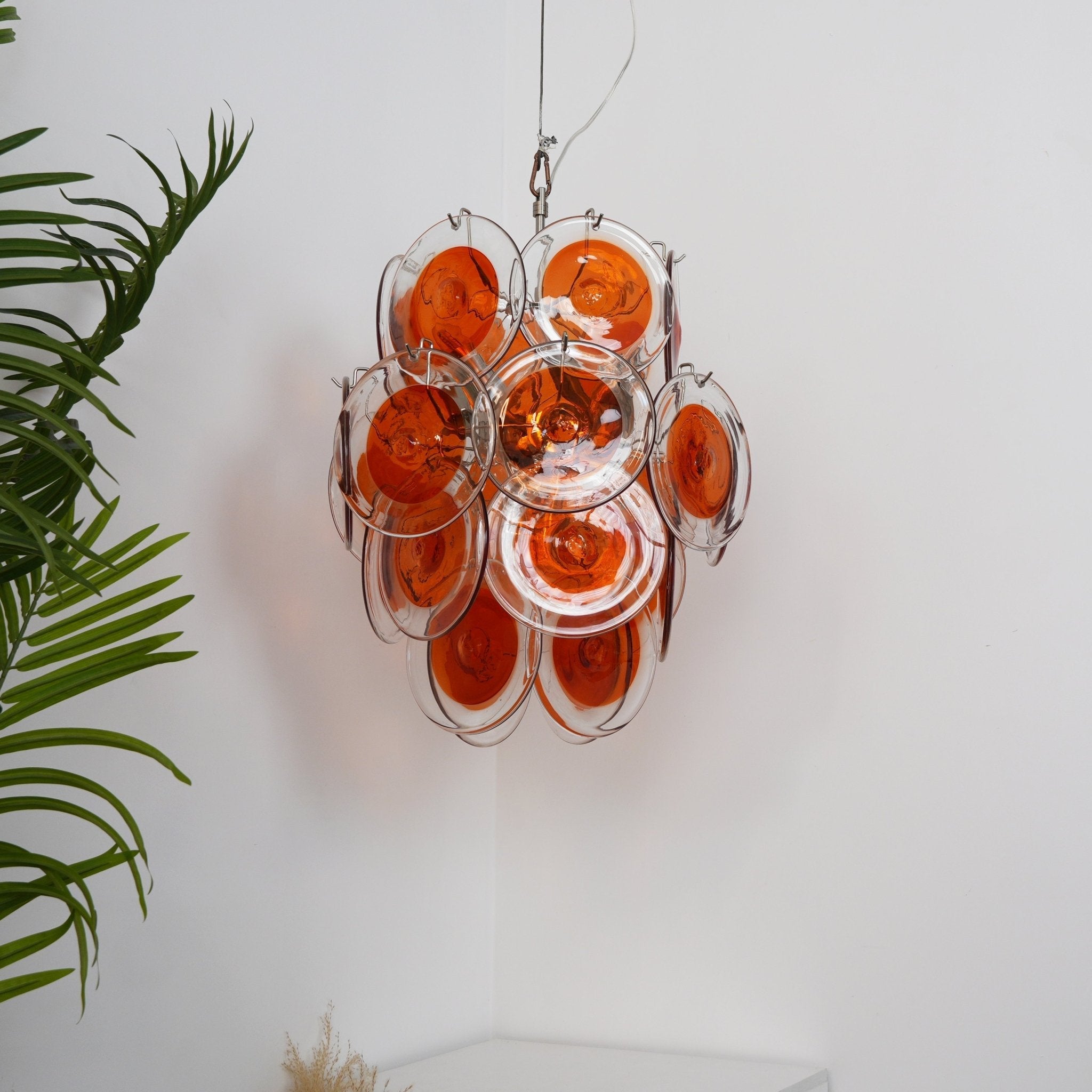 Orange Transparent Murano Disc Chandelier - Vakkerlight