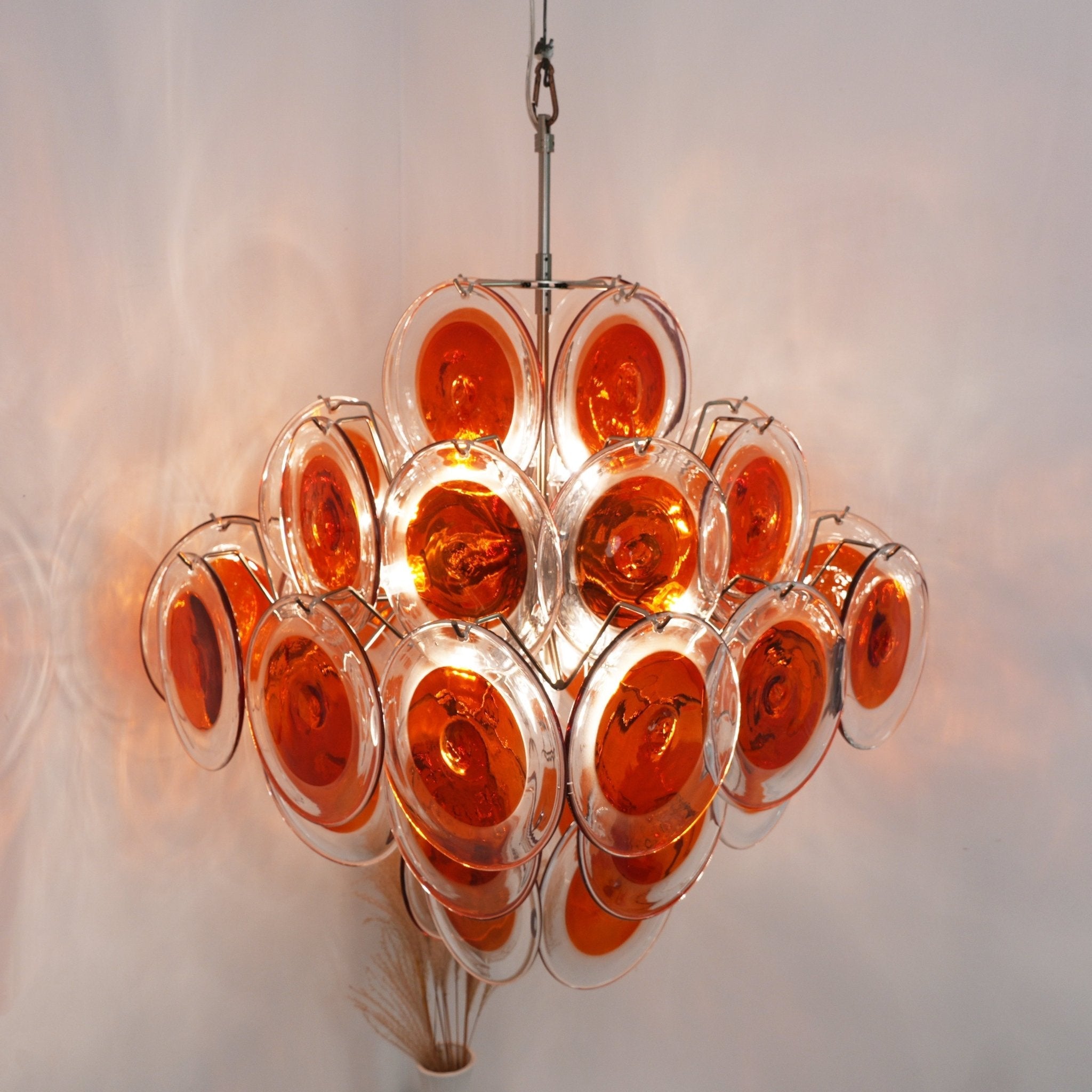 Orange Transparent Murano Disc Chandelier - Vakkerlight