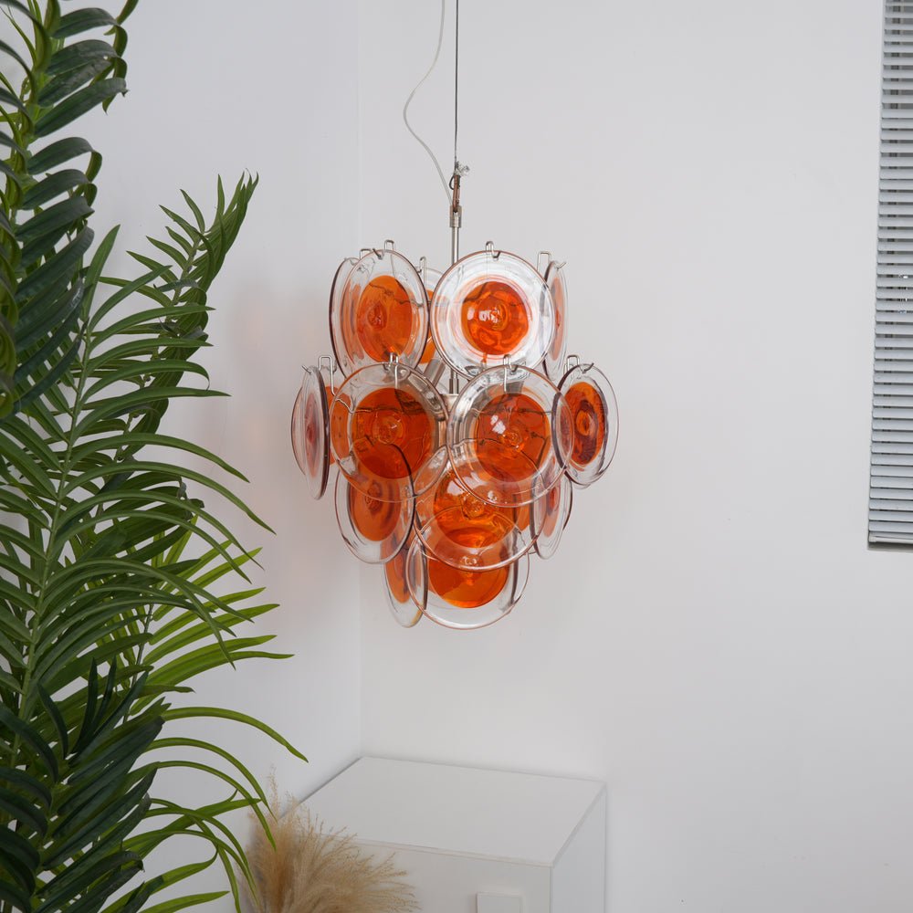 Orange Transparent Murano Disc Chandelier - Vakkerlight