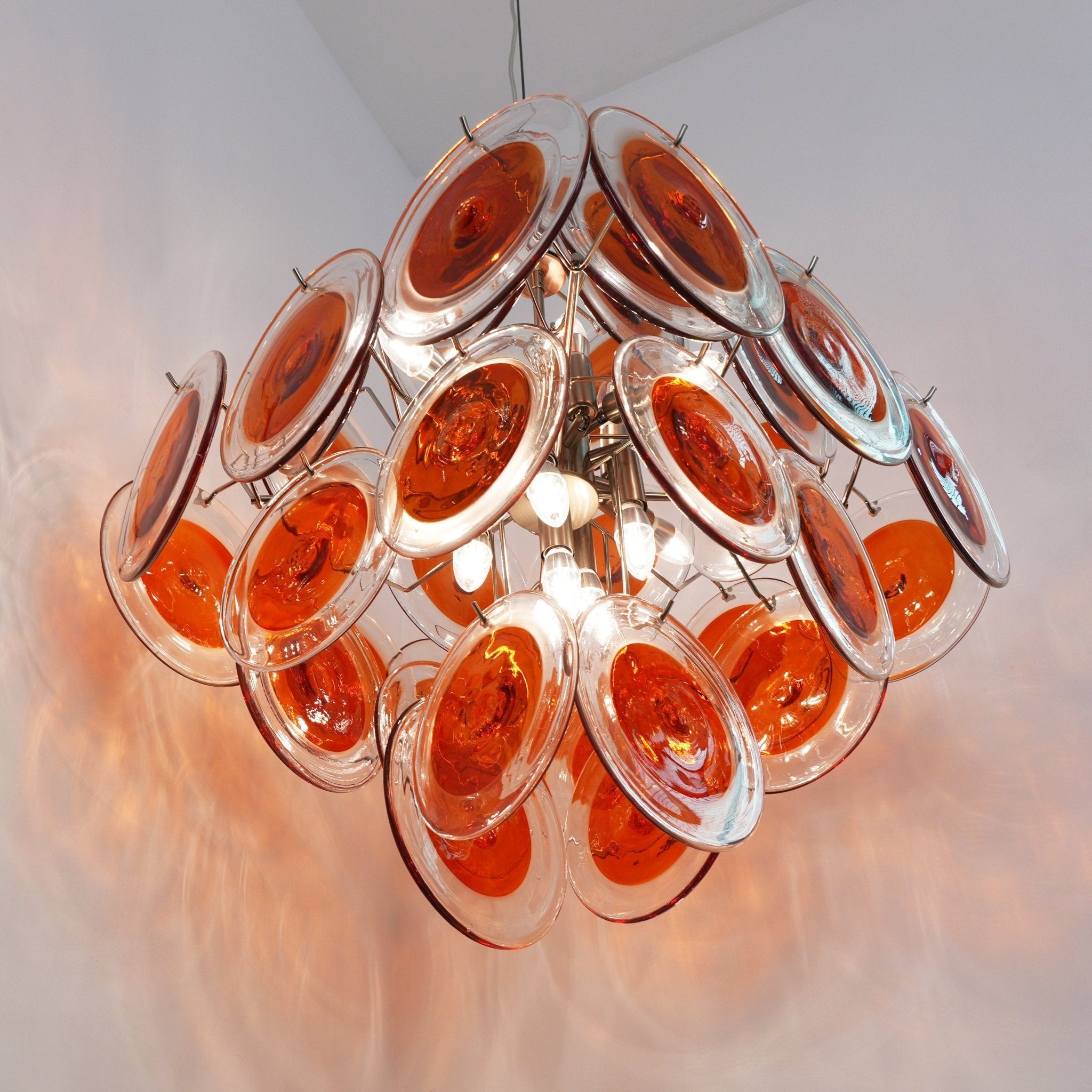 Orange Transparent Murano Disc Chandelier - Vakkerlight