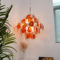 Orange Transparent Murano Disc Chandelier - Vakkerlight