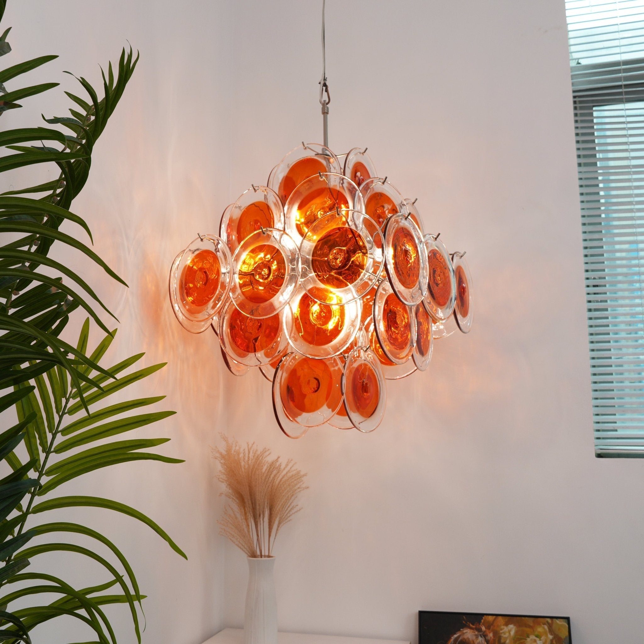 Orange Transparent Murano Disc Chandelier - Vakkerlight