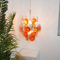 Orange Transparent Murano Disc Chandelier - Vakkerlight