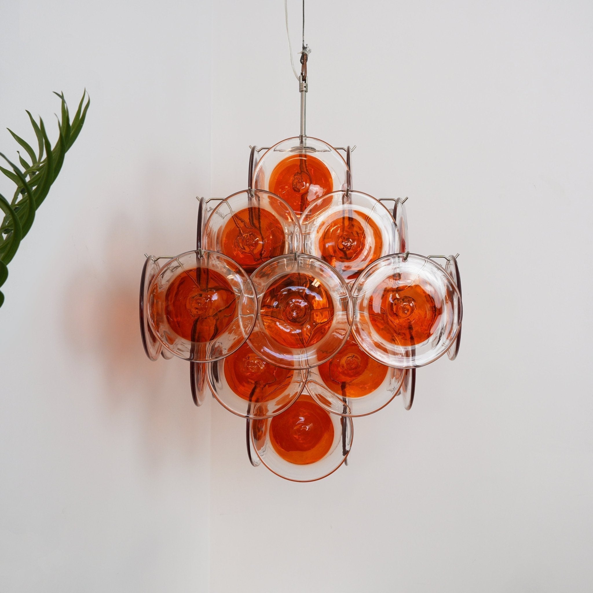 Orange Transparent Murano Disc Chandelier - Vakkerlight