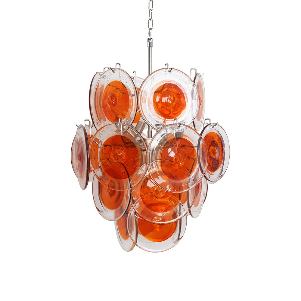 Orange Transparent Murano Disc Chandelier - Vakkerlight