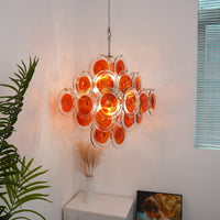 Orange Transparent Murano Disc Chandelier - Vakkerlight